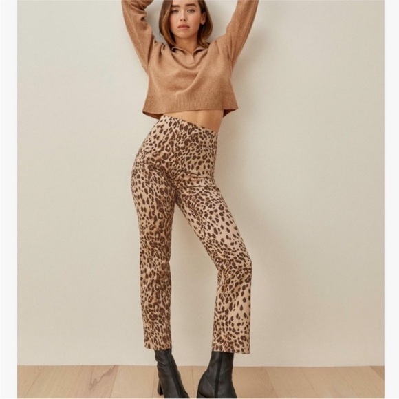 Reformation Marlon High Rise Cheetah Pants in Cat Size 0